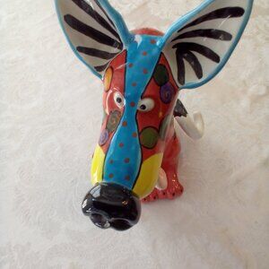 Dottie Dracos By Ganz 12" Hand Painted Colorful Dog Ceramic 80s/90s Vintage
